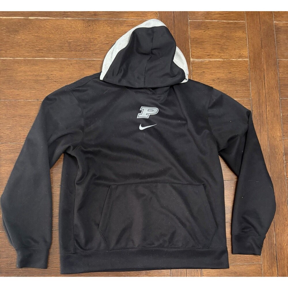 Mens Purdue Boilermakers Nike Size M Black Dri Fit Center Swoosh Hoodie Pullover